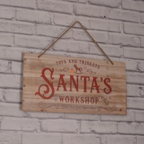   Karácsonyi fa tábla "Santa's workshop" - 60x30cm