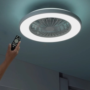   Távirányítóval szabályozható ventilátoros mennyezeti LED lámpa, 48 cm, fehér - Dalfon 2 Rábalux 71332