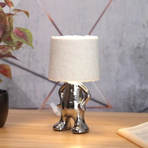   Design asztali lámpa törpe alakos talapzattal, 30 cm, króm - Smurfy Rábalux 74216