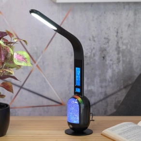   Szabályozható glitteres íróasztali LED lámpa idő és hőmérséklet kijelzővel, 38 cm, fekete - Figen Rábalux 74230