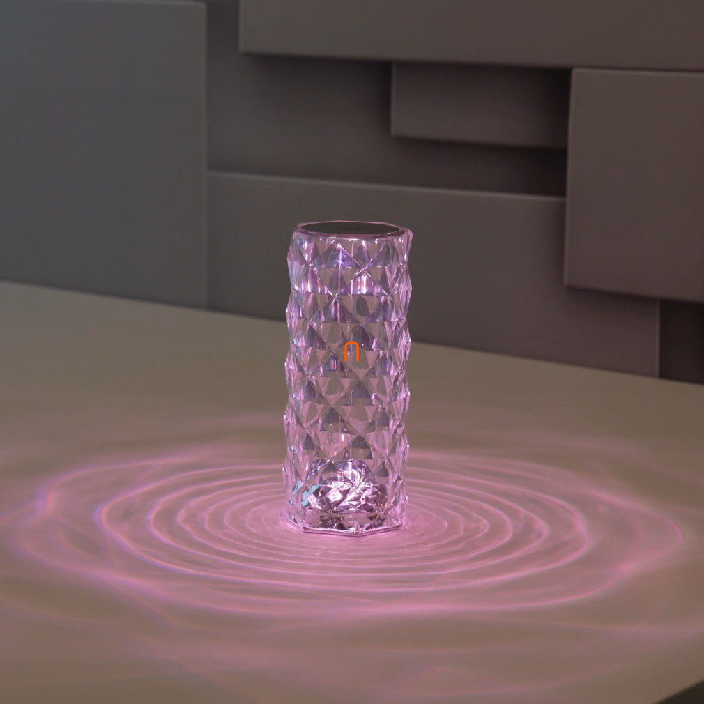Kristály hatású LED dekor lámpa változtatható színekkel - Siggy-RGB Rábalux 76015, érintőkapcsolós, USB kábellel tölthető, 45 lm, 1,5 W