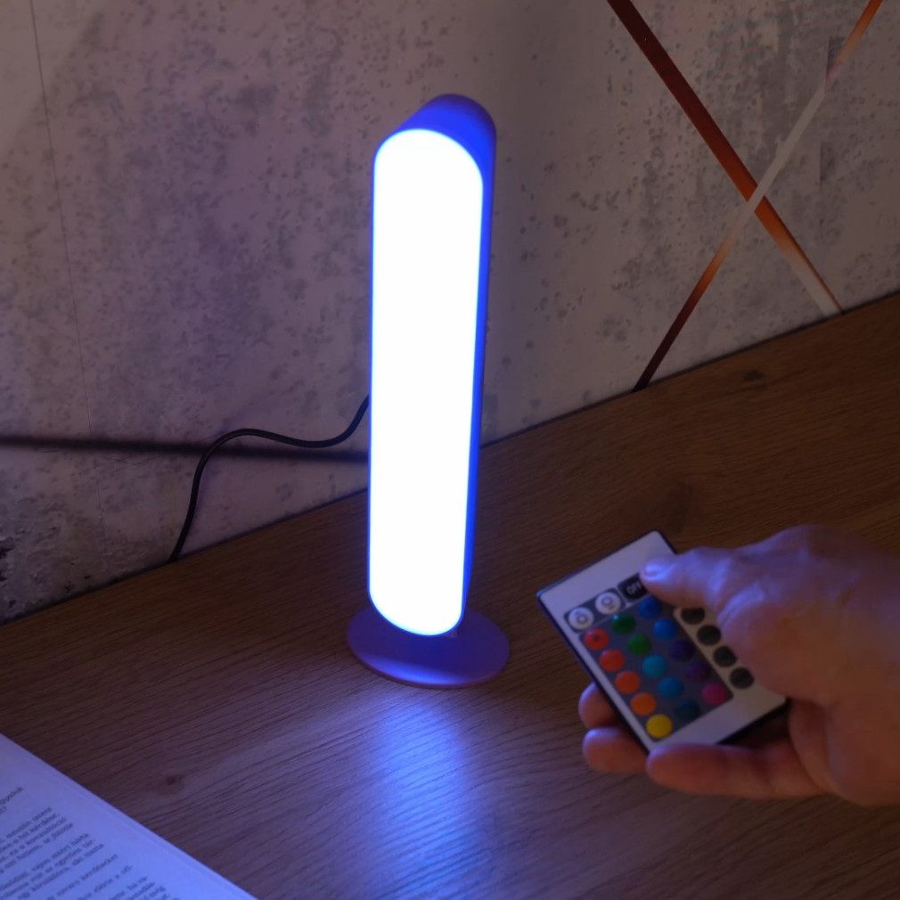 Lila asztali LED lámpa távirányítóval, tölthető - Parker-RGB Rábalux 76017, akkumulátoros, USB kábellel 1xCR2025 elemmel (tartozék), 3 W