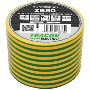 Tracon szigetelő szalag 20x50 zöld-sárga - ZS50