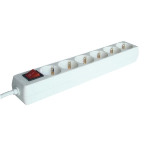   Tracon hálózati elosztó 6db aljzat 1,5fm vezetékkel, kapcsolóval (H05VV-F 3x1 mm2) HK6