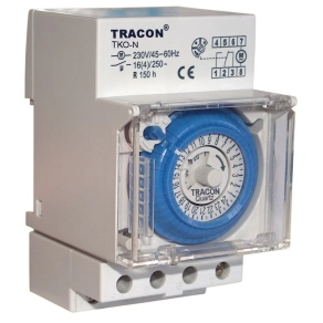   Tracon sorolható kapcsolóóra, napi, elektromechanikus 230V, 16(4) A TKO-N