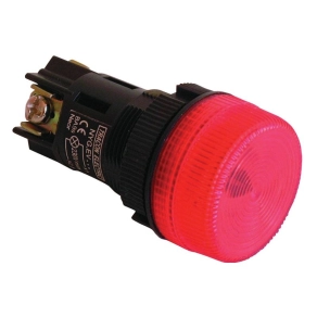   Jelzőlámpa, műanyag testű, piros, izzó nélkül NYGEV164P 0,4A/250V AC, d=22mm, IP42 Tracon