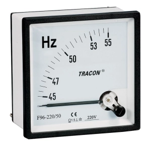 Frekvencia mérő 48×48mm, 230V / 45-65Hz F48-220/50 Tracon