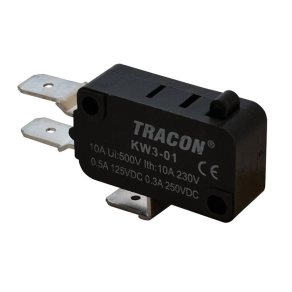   Tracon mikrokapcsoló ütközős 250 V/16(4) A, 6,3x0,8 mm, IP00 - KW3-01