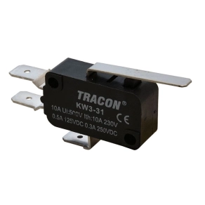  Tracon mikrokapcsoló, rugószáras 28mm, 250V/16(4)A, 6,3x0,8mm, IP00 - KW3-31