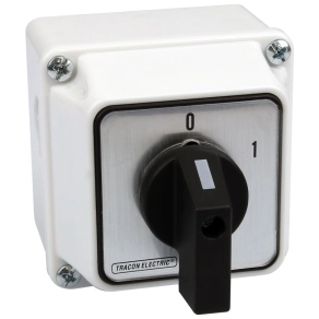   Tracon tokozott kézi kapcsoló, BE-KI, 400V, 20A, 2P, 5,5kW, 48×48mm, 60fok, IP44, TK-206/2T