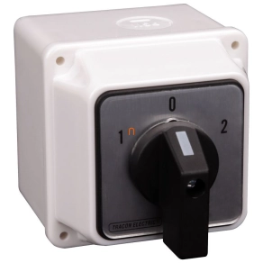   Választókapcsoló, tokozott 1-0-2 400V, 50Hz, 20A, 2×3P, 5,5kW, 48×48mm, 60°, IP44 TKV-206/3T