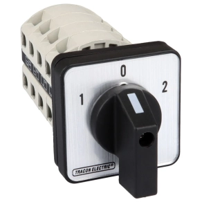   Választókapcsoló, 1-0-2 400V, 50Hz, 20A, 2×4P, 5,5kW, 48x48mm, 60fok TKV-206/4