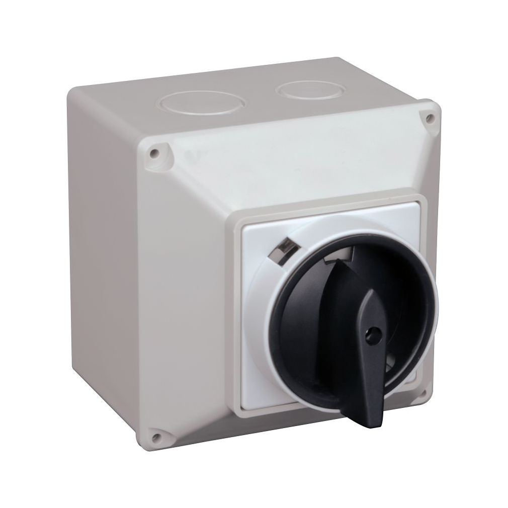 Tracon tokozott főkapcsoló, BE-KI 20A 4P 5,5kW 64×64mm IP44 TKF-20T