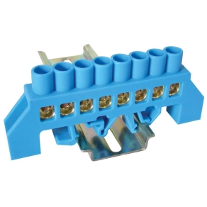   Tracon szigetelt földelősín (N/PE), kék 230/400V, 100A, 8×12mm, 8P, IP20 NPE-B8-8