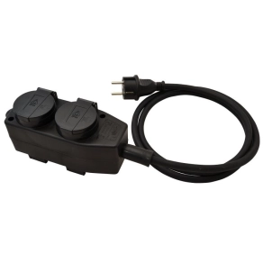   Tracon kültéri eloszósáv, fekete H07RN-F, 3G1.5, 5m, 4×SCHUKO KE4-5M