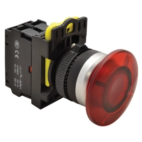   Tracon gombafejű világító nyomógomb,piros 1×NC, 5A, 40mm, IP65 - NYG3-MLR