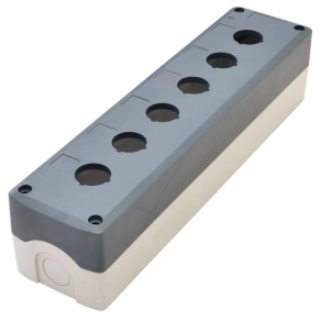   Tracon összeállított tokozat nyomógombokhoz, szürke, 6-os 22,5mm,IP65 NYGD-6GR