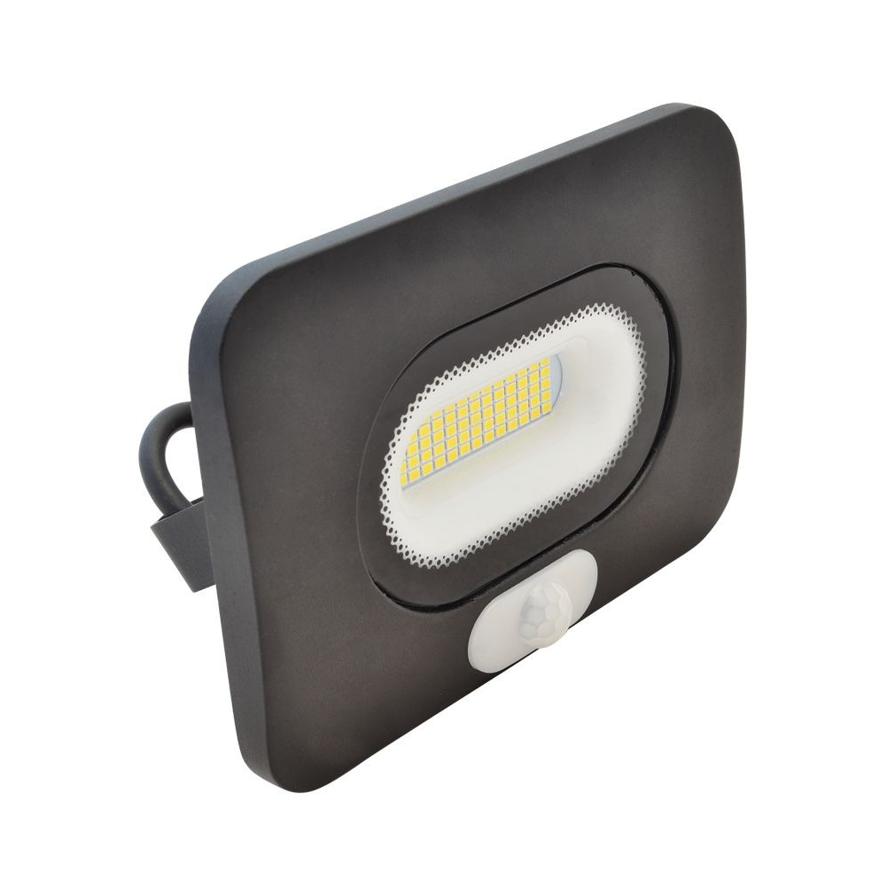 LED fényvető mozgásérzékelővel, fekete 10W, 4000K, IP65, 750lm, RLEDLM10 - Tracon RSMDLM10