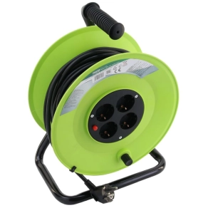   Kábeldobos hosszabbító, fémvázzal 4×SCHUKO, 20m, 250V 16A, 3×1,5mm2, H05VV-F,IP20 KDZ-4/20 Tracon