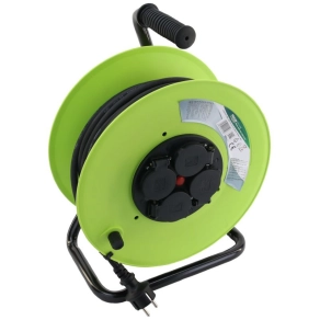   2 pólusú fém kábeldob fém tartóval IP44 20fm H07RN-F 3x1,5mm2 4x2P+F KDZ-4/20G Tracon