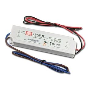   Egykimenetes Class 2 tápegység LED alkalmazásokhoz, LPV-35-12Vin: 90-264 VAC, Vout: 12 VDC (0-3A), P: 35W IP67 Mean Well