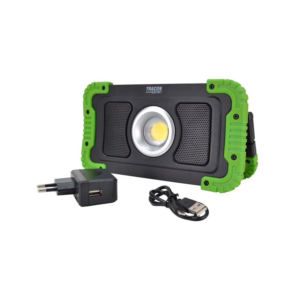 Bluetooth hangszórós akkumulátoros LED szerelő fényvető 15W 6000K 3,7V 8000mA - Tracon STLFLBT15W