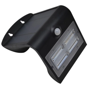   Napelemes LED világítótest mozgásérzékelővel, fekete 3,2W, 4000K, 400 lm, IP65, 3,7V, 2Ah LSLBB3W - Tracon LSLBB3W