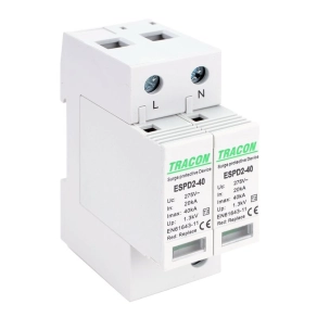   Tracon túlfeszültség levezető cserélhető betéttel, T2 AC típusú 2P, ESPD2-40-2P