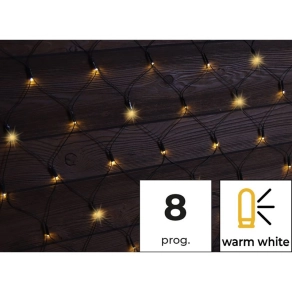   Karácsonyi fényháló, kültéri/beltéri 230V, 5+2x1,5M, 160LED, 3,6W, 2700K IP44 CHRNOP160WW Tracon
