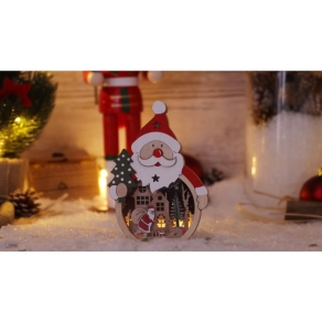   LED karácsonyi dekoráció, mikulás, elemes Timer 6+18h,3LED, 3000K, 2xAAA CHRSCW3WW