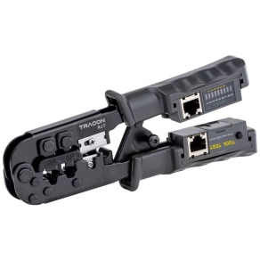   Tracon vágó-,csupaszító- és présszerszám teszterrel RJ45, RJ11, RJ12 - RJT