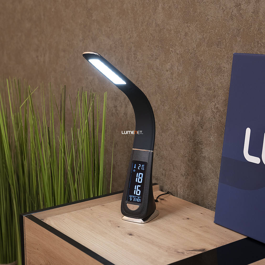 Asztali lámpa digitális órával 33 cm - Lionel Rábalux 3517, dátum kijelzés1xCR2032 elemmel (tartozék), 5000 K, 260 lm, 5 W