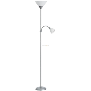   Mennyezetvilágító állólámpa olvasókarral, ezüst-fehér, 178 cm - Action Rábalux 4064, zsinórkapcsoló, 1xE27+1xE14 foglalattal