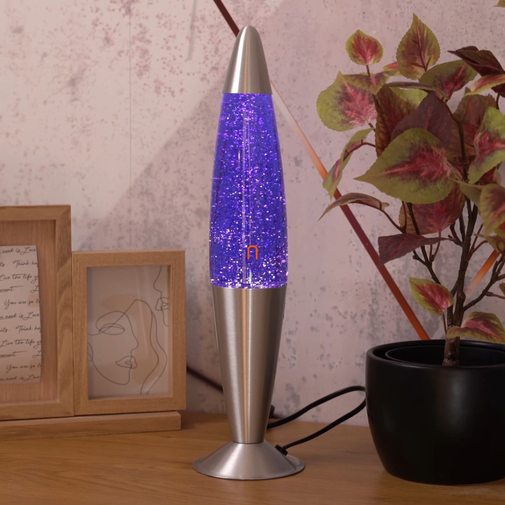 Lávalámpa fényforrással, glitteres, 42 cm, lila - Glitter Rábalux 4115, 1xE14 foglalattal