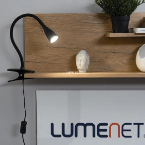   Csíptetős asztali LED spot lámpa fekete színben 35 cm - Jeff Rábalux 4197, 3000 K, 330 lm, 4,5 W