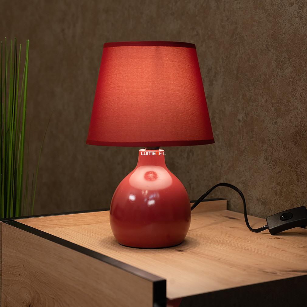 Bordó asztali lámpa, kerámia, 28 cm - Ingrid Rábalux 4478, 1xE14 foglalattal