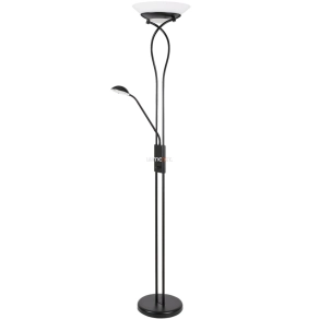   Mennyezetvilágító állólámpa olvasókarral, fehér-fekete, 174 cm - Gamma Rábalux 4554, üveg, 2xE27+1xG9 foglalattal