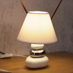   Éjjeli lámpa, fehér-króm kő torony, 25 cm - Salem Rábalux 4949, 1xE14 foglalattal