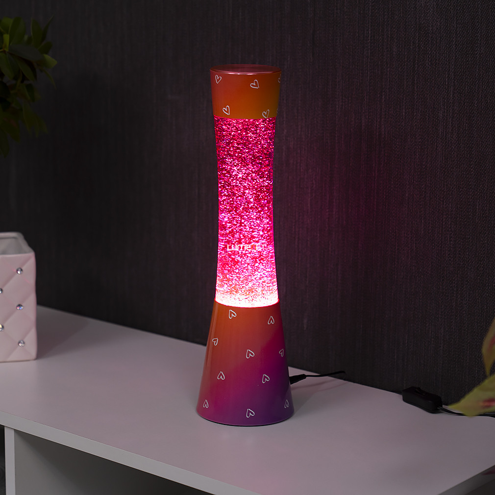 Glitteres lávalámpa fényforrással, rózsaszín, 39 cm - Minka Rábalux 7027, 1xGY6.35 foglalattal
