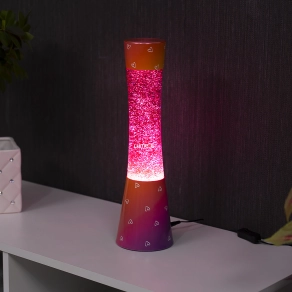   Glitteres lávalámpa fényforrással, rózsaszín, 39 cm - Minka Rábalux 7027, 1xGY6.35 foglalattal
