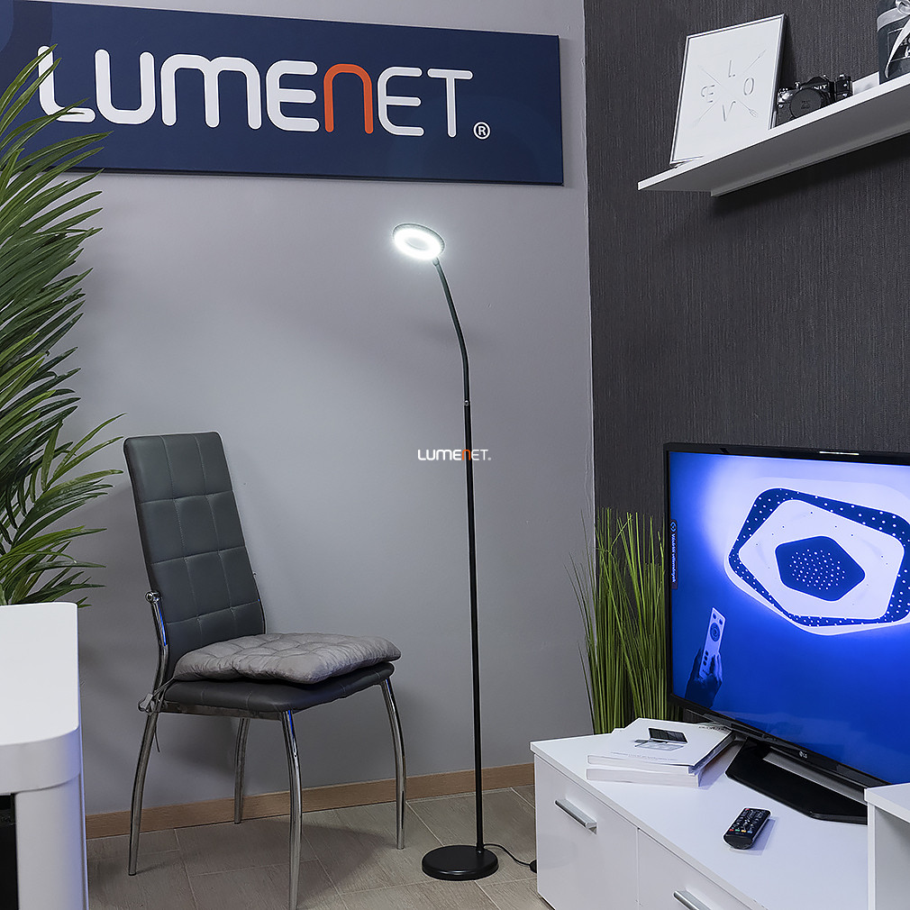 LED talpkapcsolóval szabályozható állólámpa fekete színben, 139 cm - Angel Avide ABLFL-12W-ANGEL-B, 4000 K, 500 lm, 12 W