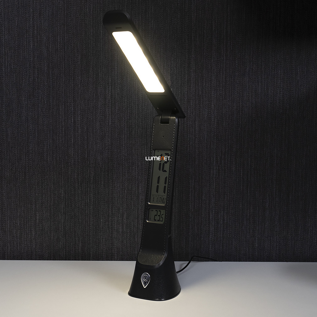 Bőrhatású asztali LED lámpa fekete színben 50 cm - Hugo Avide ABLDLC-6W-B-HG, akkumulátor adapterrel (tartozék), 5000 K, 240 lm, 5 W