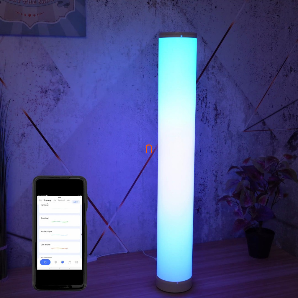 Távirányítós sarok lámpa, 88 cm - Smart Avide ABLSBL-CL9W-RGBICWW, applikációval szabályozható, zene szenzor, 3000 K +RGB, 850 lm, 9 W