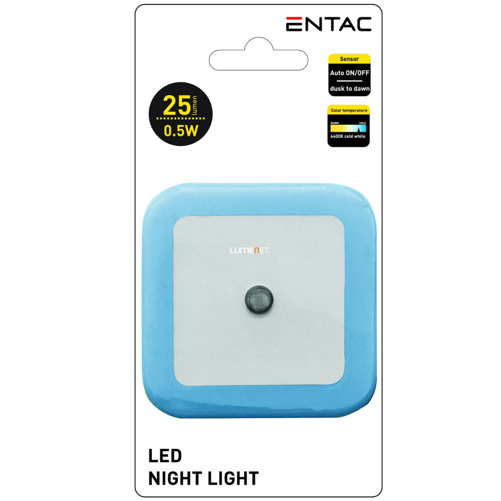 Szögletes LED éjszakai fény, kék - Entac ENL-CS-0.5W-DSB
