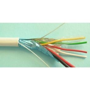   Alarm vezeték  2x0,5+ 4x0,22 mm2 CCA fehér (100) 65V (YYSch, riasztó kábel)