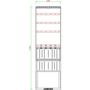   PVT-K-L 53 FE szakaszoló nélkül  530x880x250mm, max 4 biztosítósor 630A-ig