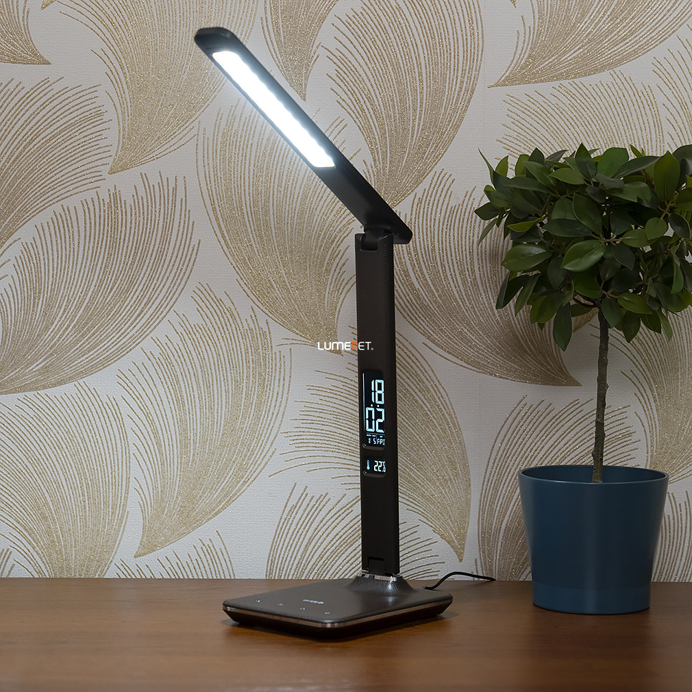 Barna asztali LED lámpa, kijelzős 59 cm - Office Avide ABLDL-OLC-6W-BR, állítható, 3000-4000-6400 K, 350 lm, 6 W