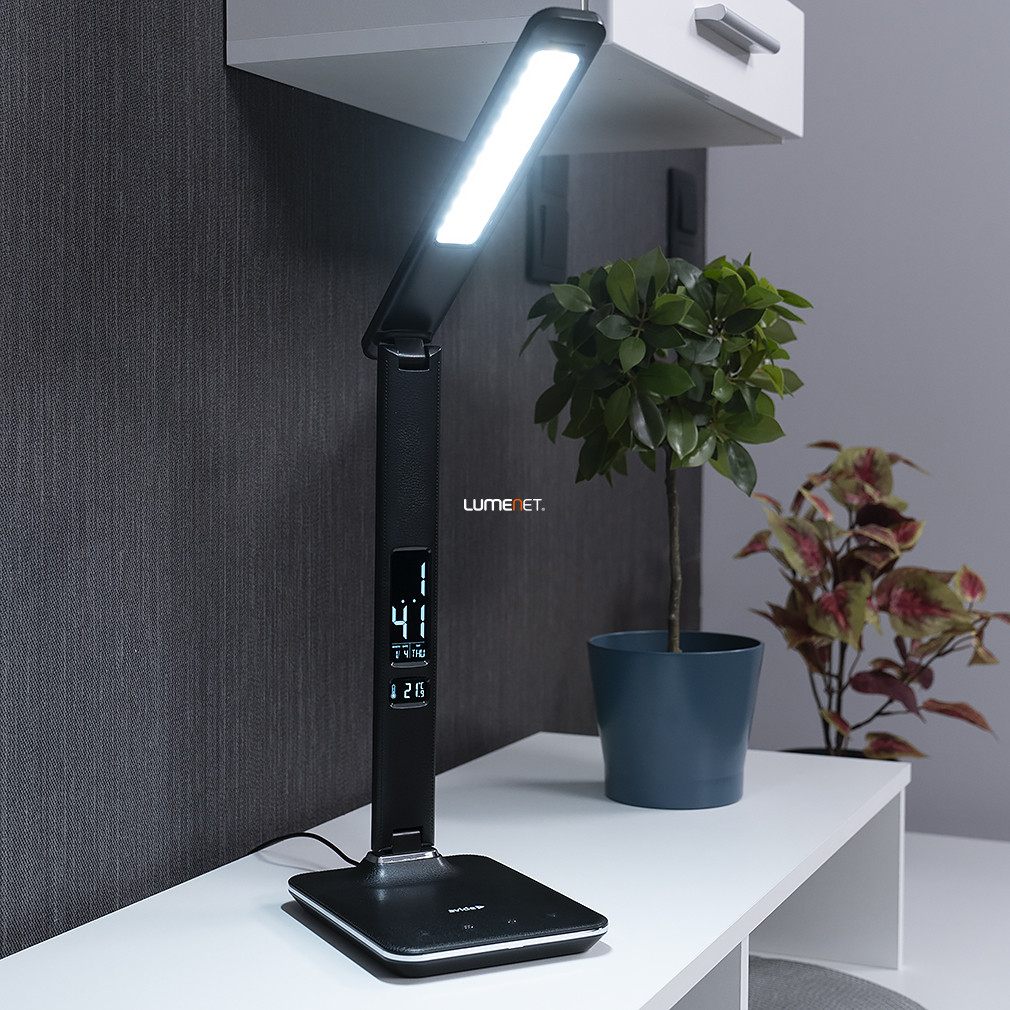 Kapcsolóval szabályozható asztali LED lámpa, kijelzős 59 cm - Office Avide ABLDL-OLC-6W-BL, állítható, 3000-4000-6400 K, 350 lm, 6 W