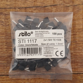 Stilo érvéghüvely iker 2* 1,5/ 8 fekete - STI1117