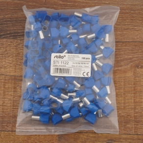 Stilo érvéghüvely iker 2*16/16 kék - STI1122